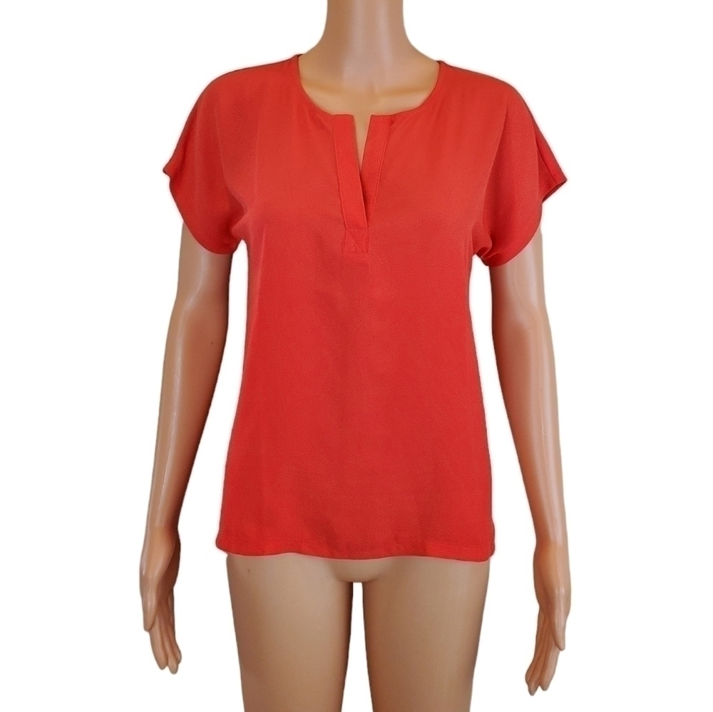 Ann Taylor factory orange short sleeve blouse